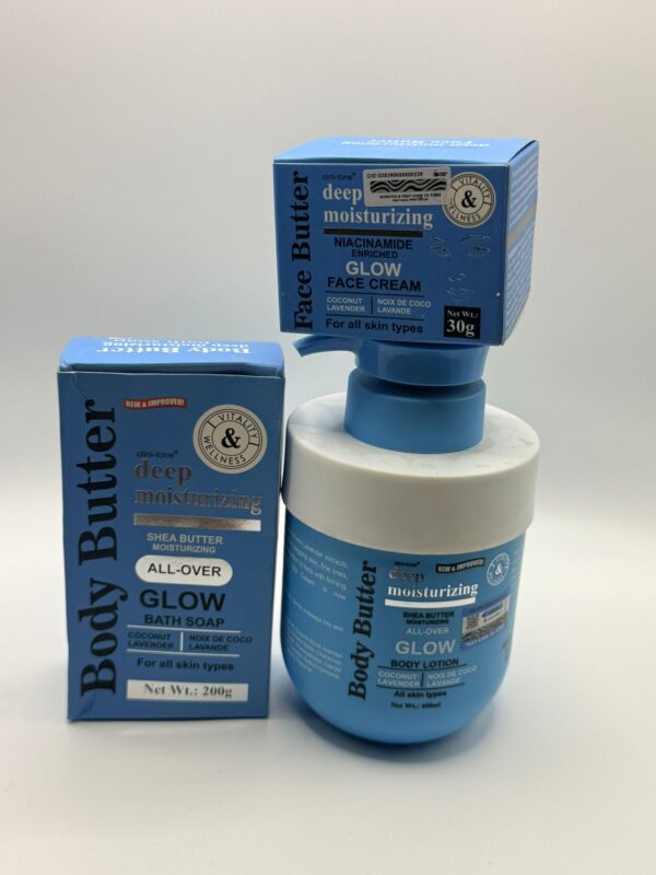 Clini Tone Body Butter Radiant Shea Butter and A Glow Body Lotion, Body soap, Face soap Clini Tone Body Butter Radiant Shea Butter and A Glow Body Lotion, Body soap, Face soap